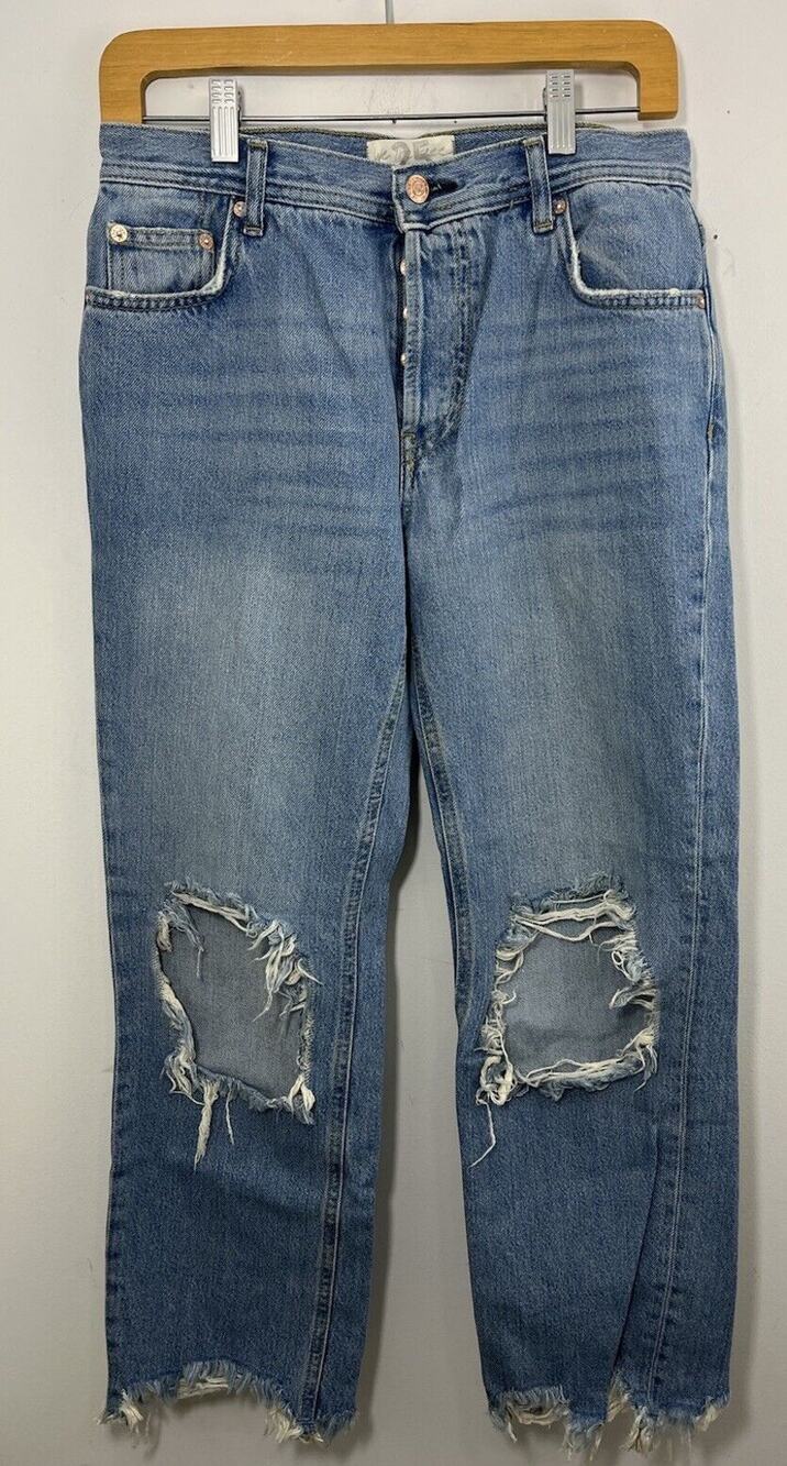 Free People We The Free Womens 25 Jeans Distressed Raw Hem Button Fly Festival
